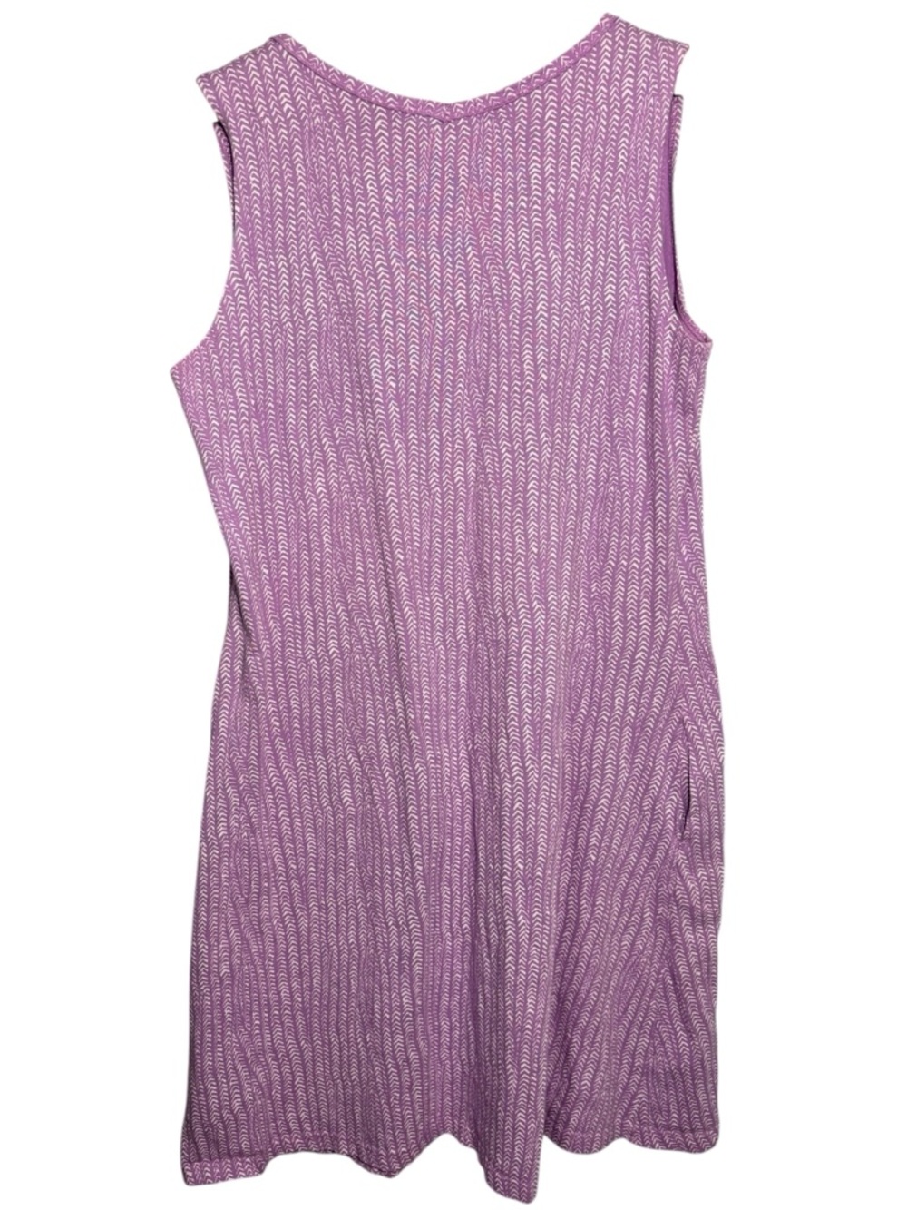 FRESH PRODUCE | Lilac Chevron Print V-Neck Sleeveless Dress size L USA Cotton - Picture 12 of 14